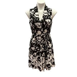 WHBM Black and White Sleeveless Floral Dress sz S